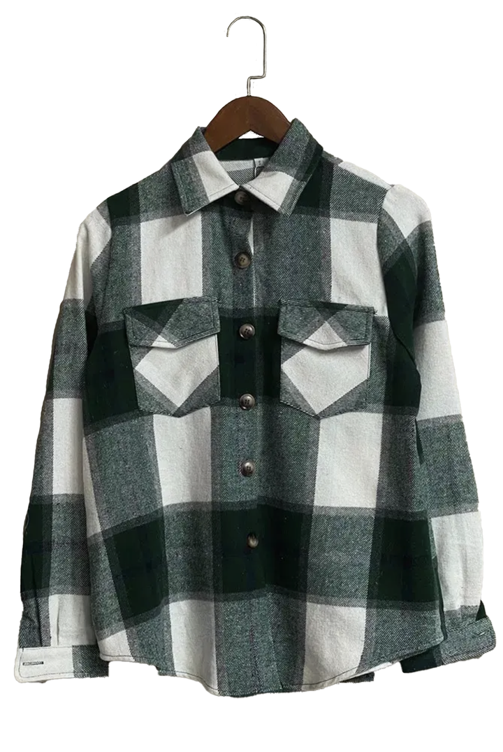 Plaid Flannel Button Up Shacket  {Short Length}