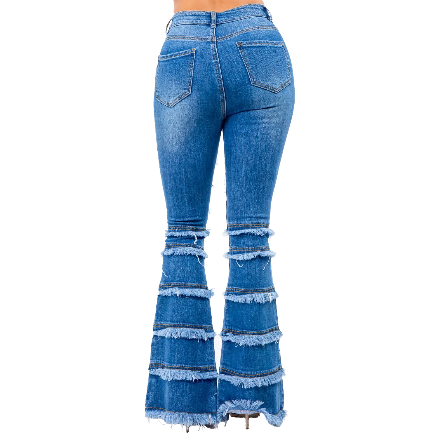 High Waist Layered Flare Jeans (33