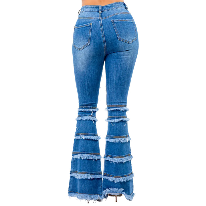 High Waist Layered Flare Jeans (33" inseam)