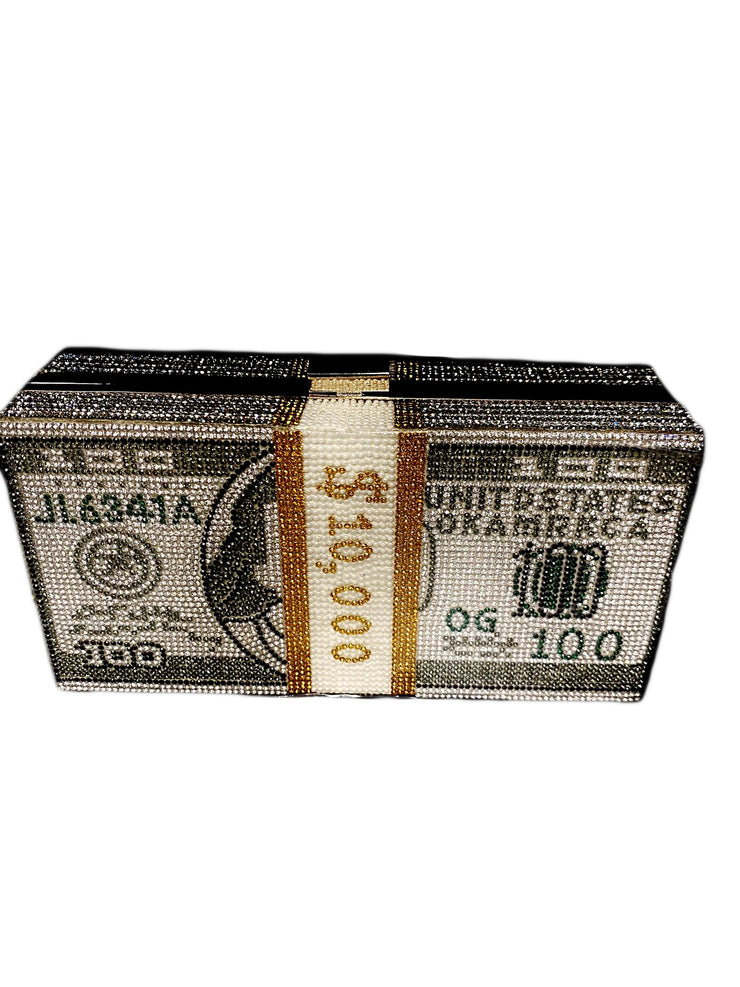 Bling Money Bag Clutch/Crossbody -Gray The