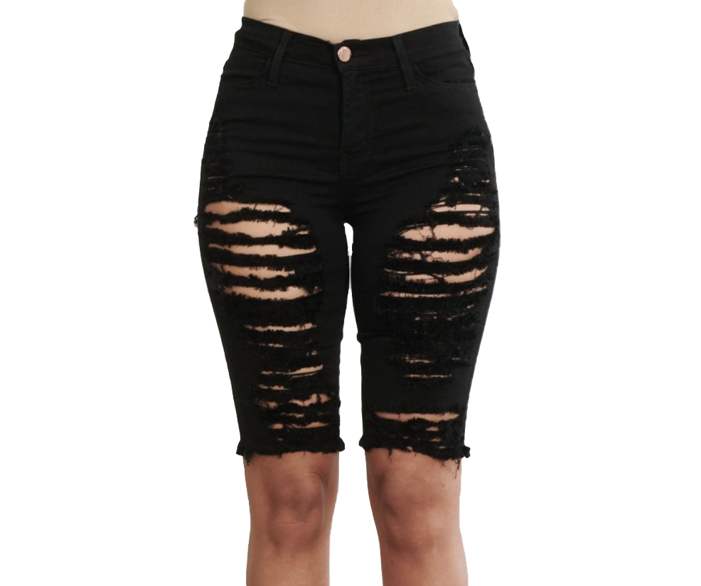 {{P1719}} Distressed Bermuda Shorts - {2 Colors Available} The House of Stylez