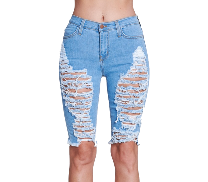 {{P1719}} Distressed Bermuda Shorts - {2 Colors Available} The House of Stylez