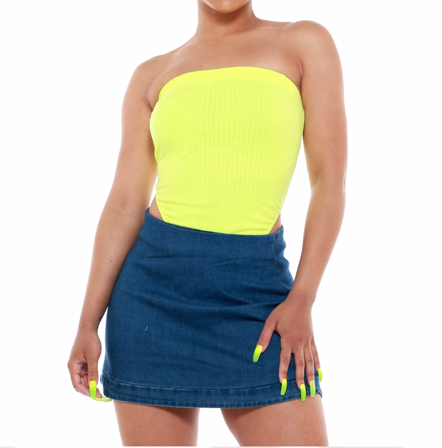 Ribbed High Cut Strapless Bodysuit - {2 colors available} Highlight