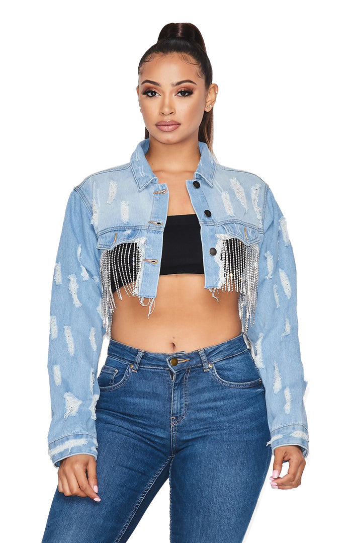 Denim Sleeve Only Bling Jacket Hot & Delicious