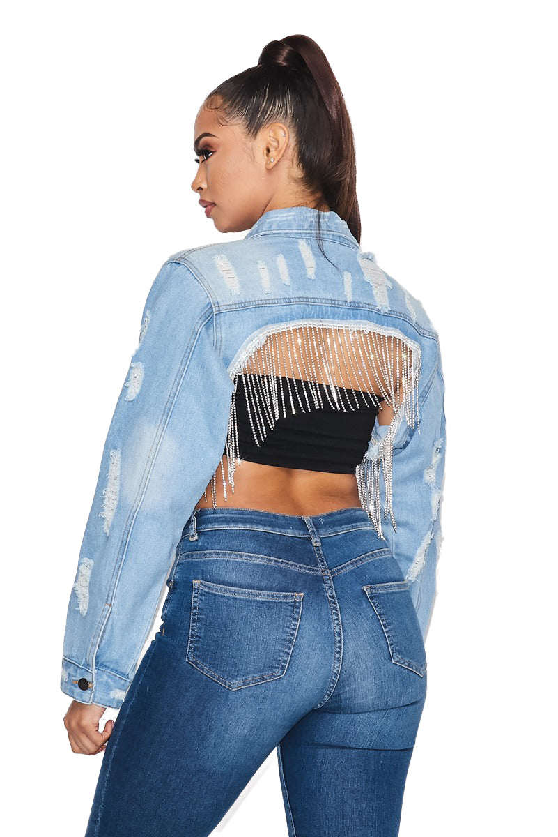 Denim Sleeve Only Bling Jacket Hot & Delicious