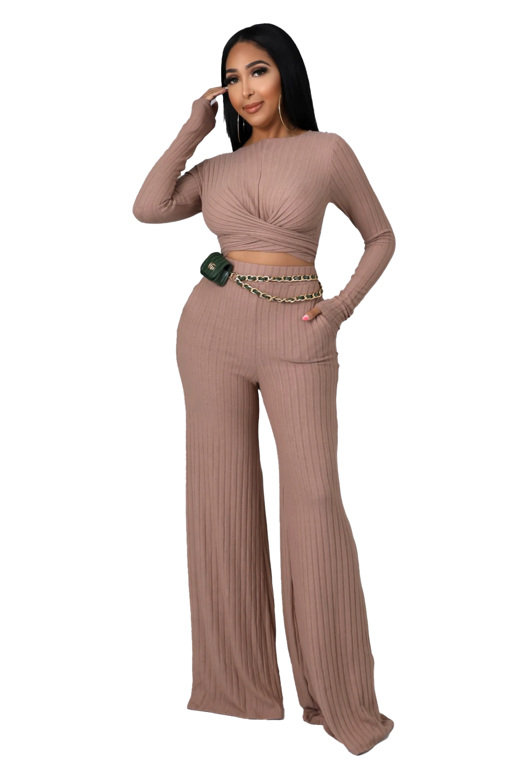 2 PC Taupe Ribbed Cropped Convertible Tie Set {Tall Girl Friendly} Good Times