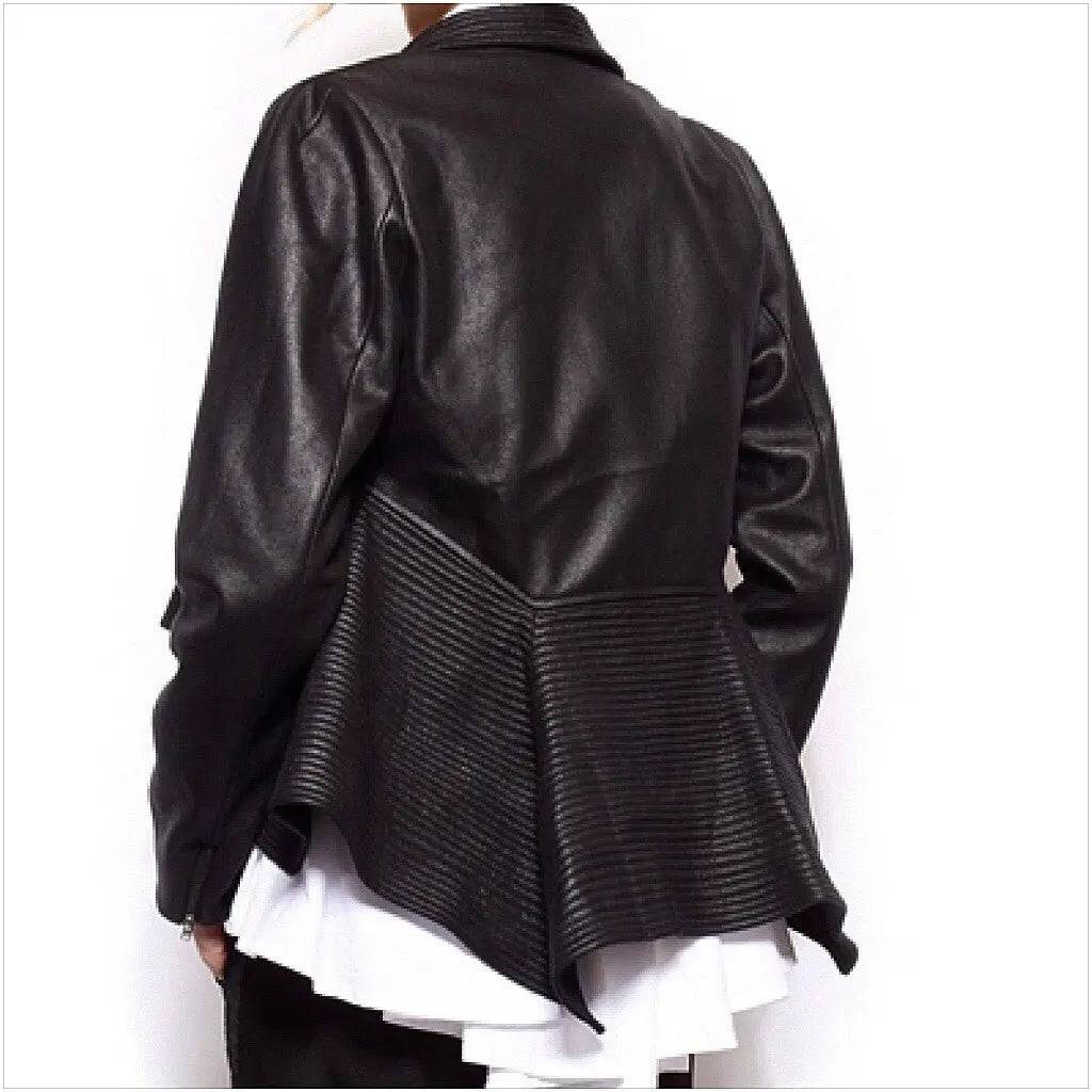 Zip up box sales pleated peplum jacket