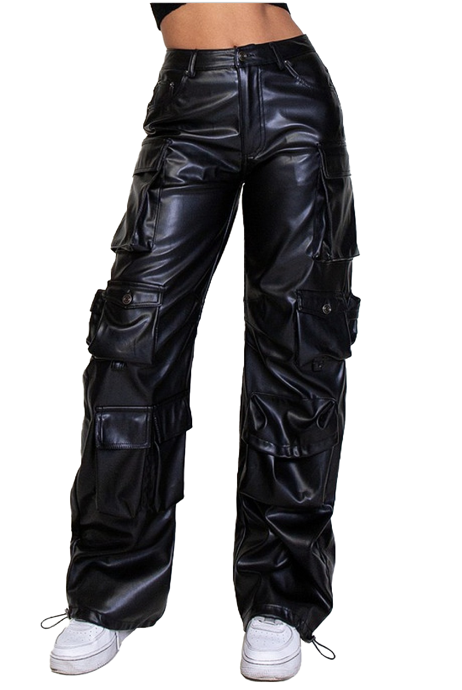 Vegan Leather Cargo Pants