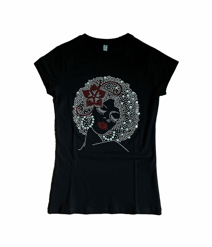 Afro Gyrl with Flower T-Shirt