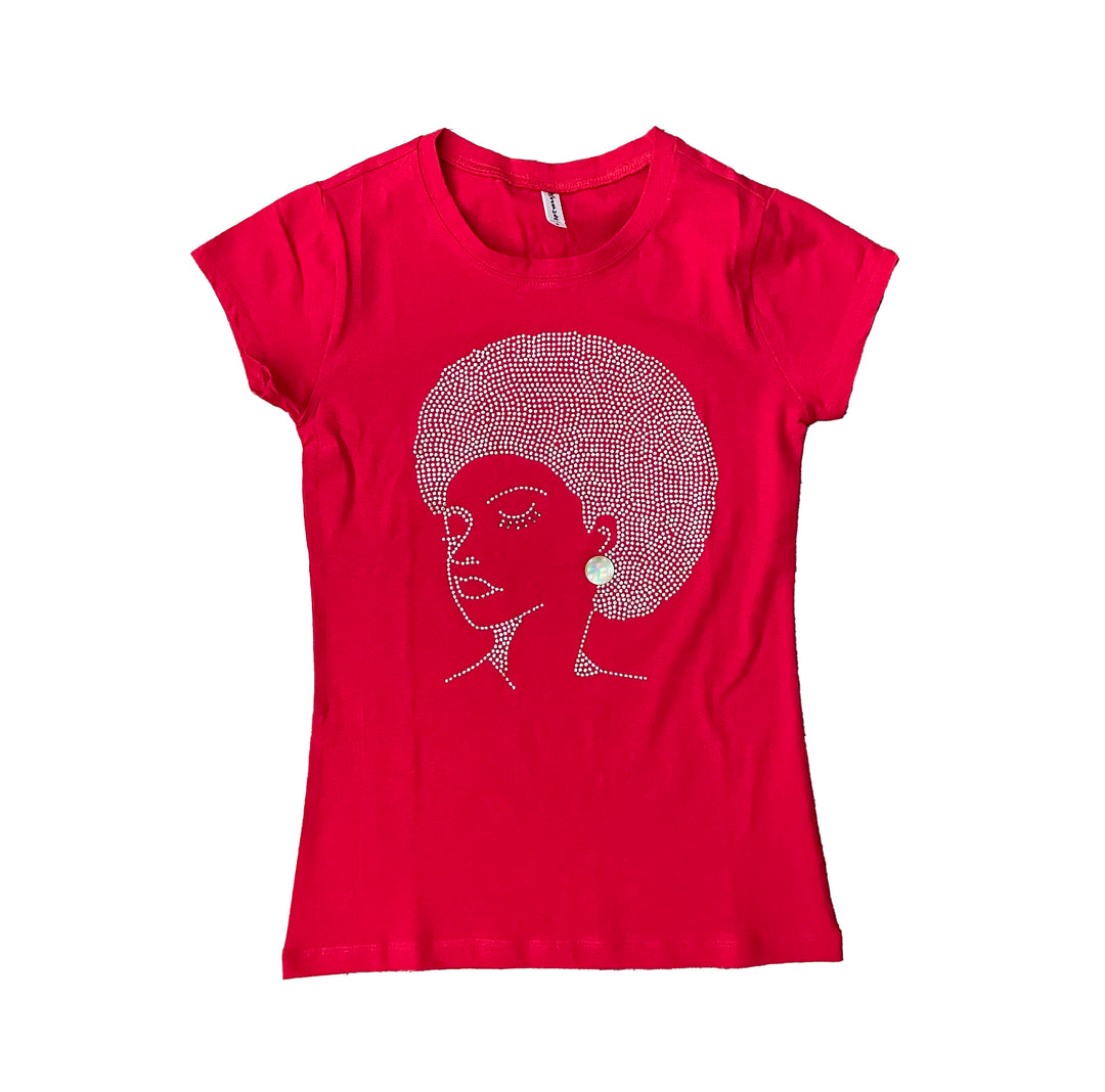 Afro Lady T-Shirt - Red The House of Stylez