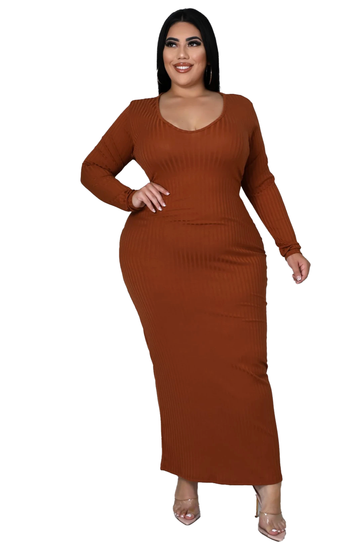 Curvy Maxi Ribbed Back Out Dress Good Times