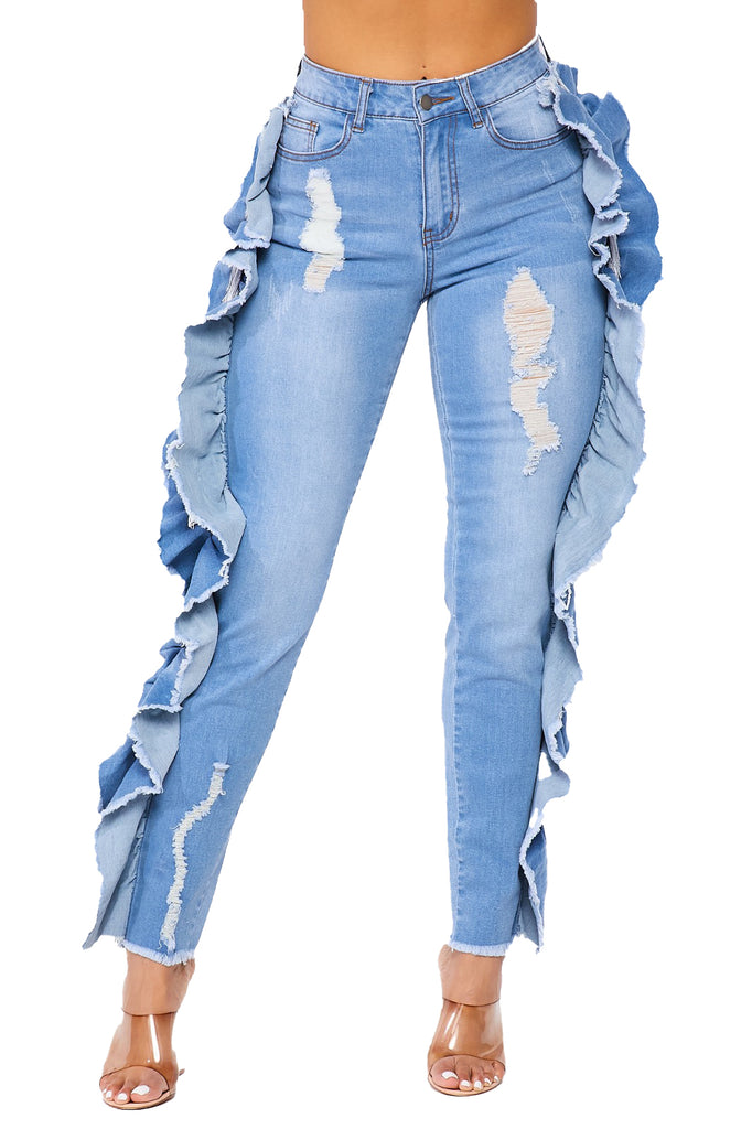 Hot & Delicious Belinda Blue Denim Rhinestone Jeans Medium