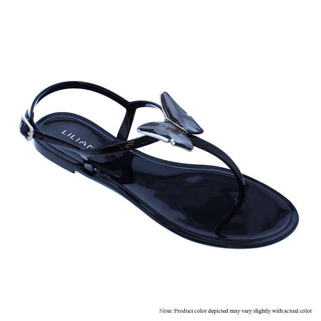 Crystal Butterfly Sandals -Black Liliana