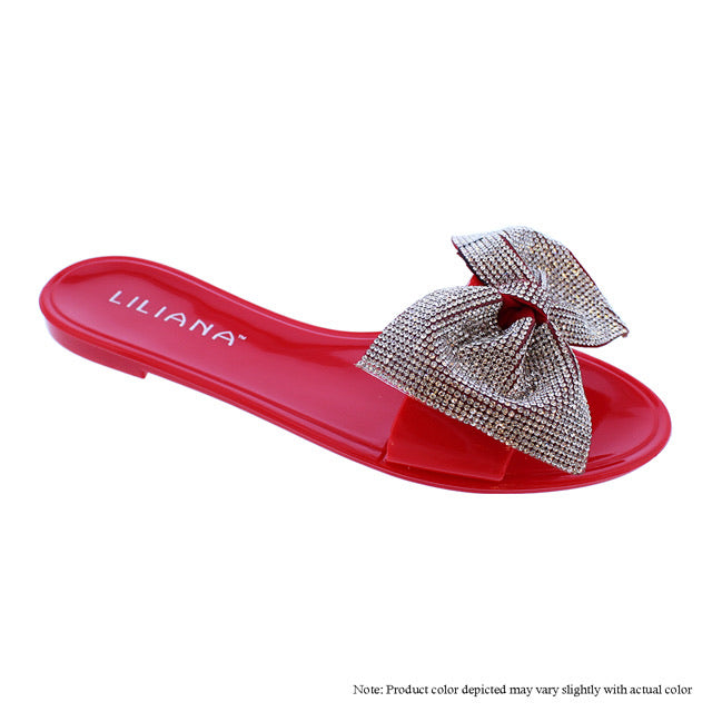 Bling Bow Sandal -Red {Order 1/2 Size Larger} Liliana