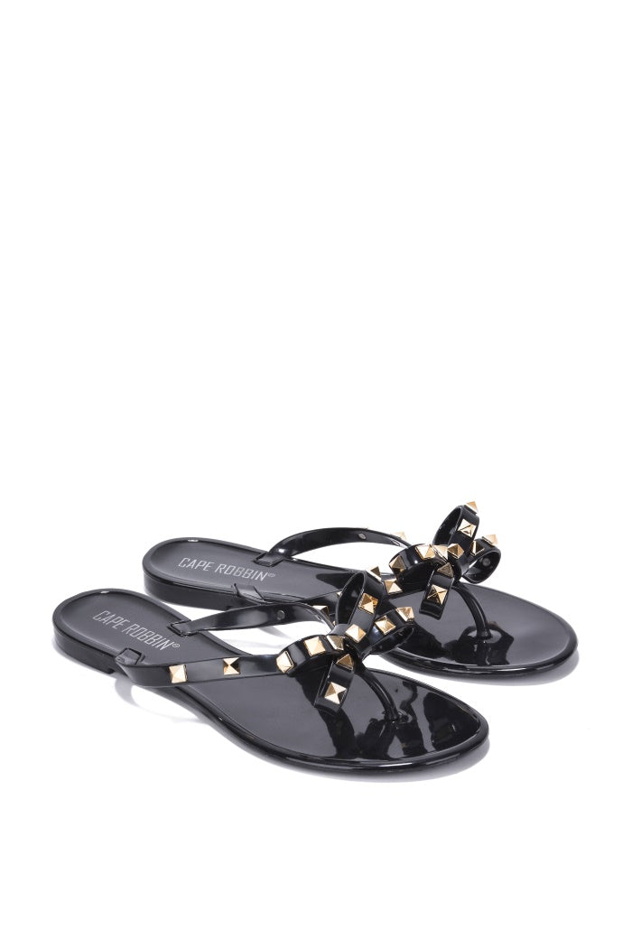 Thong Sandals: Christa -Black {Order 1/2 Size Larger} Cape Robbin