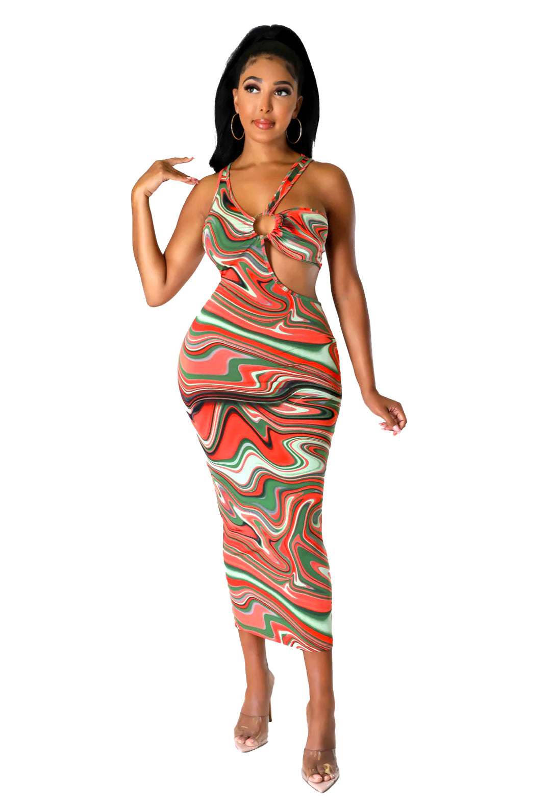 multicolor cut out dress ROCOCO SAND Leal Cutout Dress in Multicolor