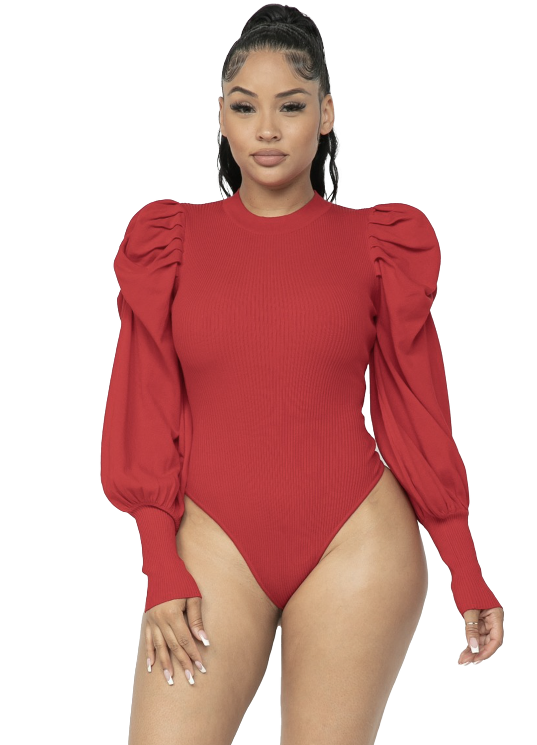 Red bodysuit top with sleeves