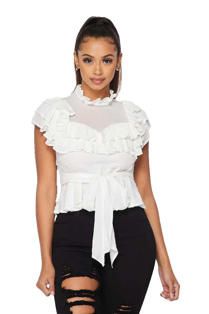 Ruffle Belted Top Hot & Delicious
