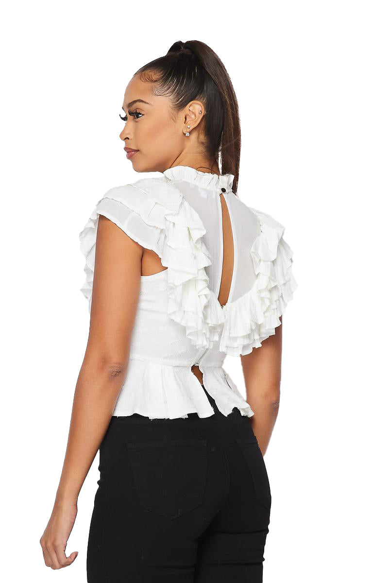 Banded Ruff Top Style Ruffle Belted Top Hot & Delicious