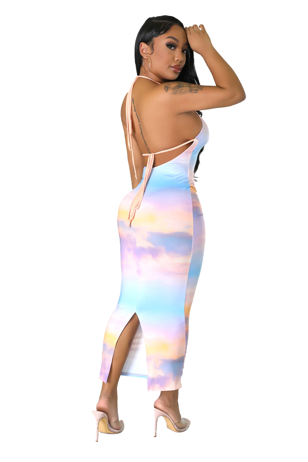 Tie Dye Halter Midi Dress