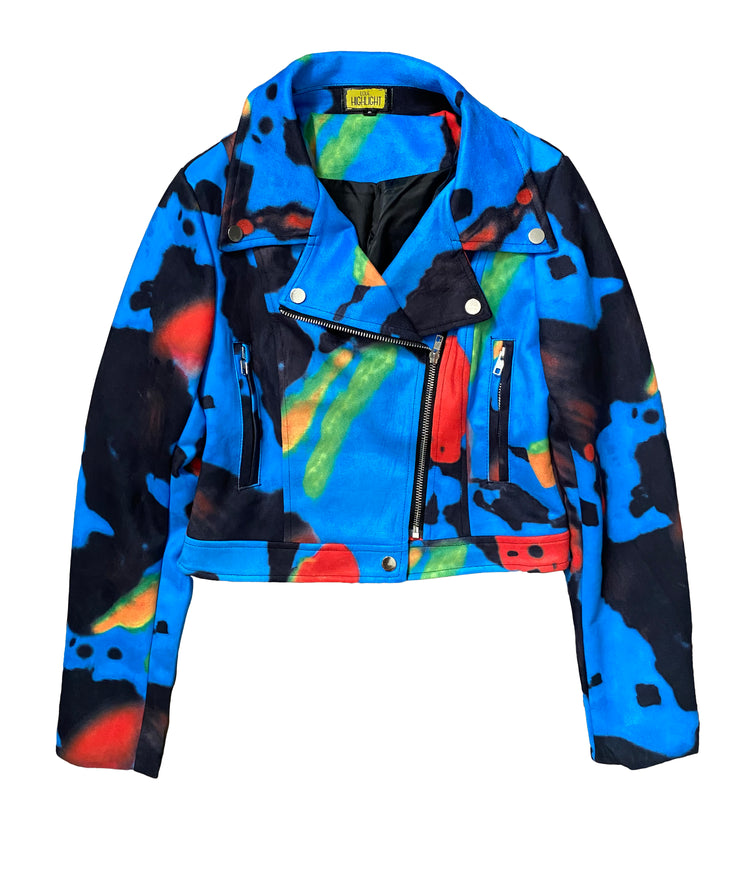 Tie Dye Ultra Suede Motorcycle Jacket {Please read Description for sizing} Highlight